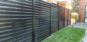 Corrugated Semi Privacy Horizontal Aluminum Fence Installed in Newmarket