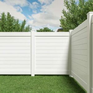 Horizontal White Vinyl Fence Installed in Burlington