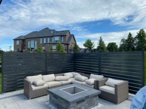 Semi Privacy Horizontal-Slat Aluminum Fence Installed in Oakville