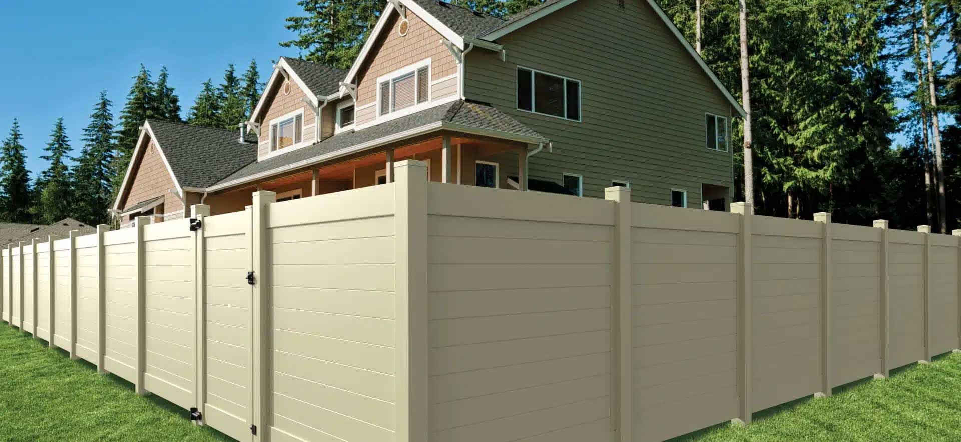 Tan Horizontal Vinyl Fence