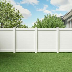 White Horizontal Vinyl Fence Installed in Burlington