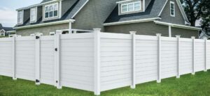 White Horizontal Vinyl Fence Installed in Newmarket