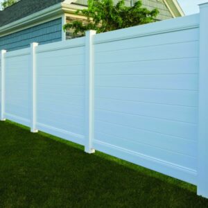 White Horizontal Vinyl Fence Installed in Richmond Hill